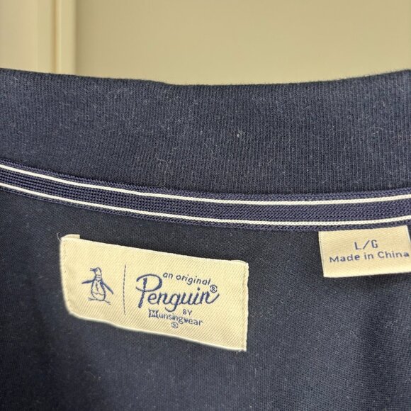 PENGUIN by Munsingwear Polo Mens L Navy Geometric Short Sleeve - Picture 7 of 7